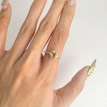 Load image into Gallery viewer, 6 mm. Round Cut Yellow Brazilian Citrine with Cz Halo Ring