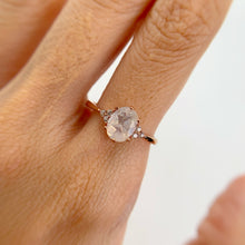 Load image into Gallery viewer, 6 x 8 mm. Oval Cut White Indian Moonstone with Cz Accents Ring