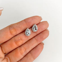 Load image into Gallery viewer, 5 x 7 mm. Pear Cut Blue Brazilian Aquamarine with Cz Accents Earrings
