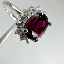 Load image into Gallery viewer, 6 x 8 mm. Oval Cut Purple African Rhodolite Garnet with Cz Accents Ring (Blemished)