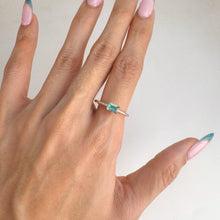 Load image into Gallery viewer, 4 x 6 mm. Octagon Cut Green Brazilian Emerald with Cz Band Ring