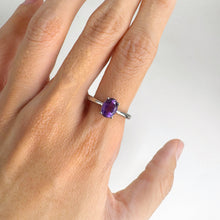 Load image into Gallery viewer, 6 x 8 mm. Oval Cut Purple Brazilian Amethyst Ring