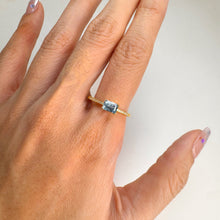 Load image into Gallery viewer, 4 x 6 mm Octagon Cut Blue Brazilian Aquamarine with Cz Band Ring