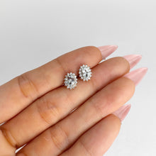 Load image into Gallery viewer, 4 x 6 mm. Oval Cut Light Blue Brazilian Aquamarine with Cz Accents Earrings
