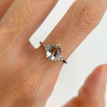 Load image into Gallery viewer, 6 x 8 mm. Oval Cut White Brazilian Topaz with Cz Accents Ring