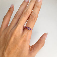 Load image into Gallery viewer, 4 x 6 mm. Oval Cut Purple Brazilian Amethyst and Rhodolite Garnet Cluster Ring