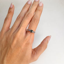 Load image into Gallery viewer, 4 x 6 mm. Oval Cut Green and Blue Thai Sapphire Cluster Ring