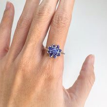 Load image into Gallery viewer, 3 x 4 mm. Pear Cut Blue Violet Tanzanite Cluster Ring