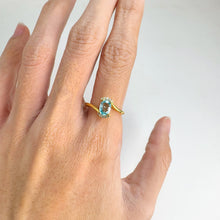 Load image into Gallery viewer, 5 x 7 mm. Oval Cut Blue Cambodian Zircon with Cz Accents Ring