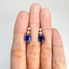 Load image into Gallery viewer, 6 x 8 mm. Oval Cut Blue Nepalese Kyanite with Cz Accents Earrings (Blemished)