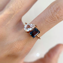 Load image into Gallery viewer, 6 x 9 mm. Pear Cut White and London Blue Brazilian Topaz Ring