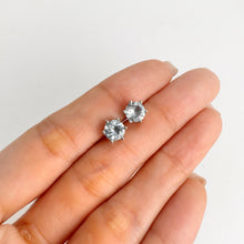 Load image into Gallery viewer, 6 mm. Round Cut Light Blue Brazilian Aquamarine Earrings