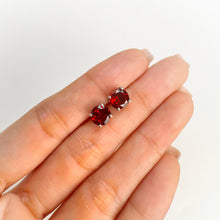 Load image into Gallery viewer, 7 mm. Round Cut Red African Garnet Earrings