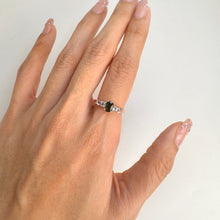 Load image into Gallery viewer, 4 x 6 mm. Oval Cut Green and Blue Thai Sapphire and Topaz Cluster Ring