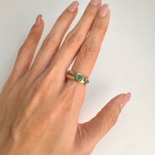 Load image into Gallery viewer, 4 x 6 mm. Oval Cut Green Brazilian Emerald Cluster Ring