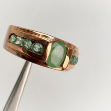 Load image into Gallery viewer, 4 x 6 mm. Oval Cut Green Brazilian Emerald Cluster Ring