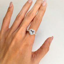 Load image into Gallery viewer, 8 mm. Heart Cut Sky Blue Brazilian Topaz with Cz Halo Ring