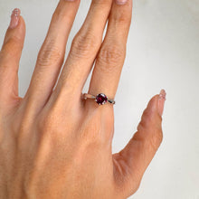Load image into Gallery viewer, 6 mm. Round Cut Purple African Rhodolite Garnet Ring