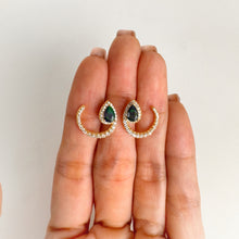 Load image into Gallery viewer, 4 x 6 mm. Pear Cut Black Ethiopian Opal with Cz Accents Earrings