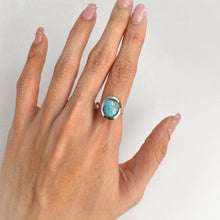 Load image into Gallery viewer, 10 x 12 mm. Oval Cabochon Blue American Turquoise Ring