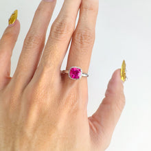Load image into Gallery viewer, 7 mm. Cushion Cut Pink Brazilian Mystic Topaz with Cz Halo Ring