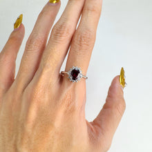 Load image into Gallery viewer, 6 x 8 mm. Oval Cut Purple African Rhodolite Garnet with Cz Accents Ring (Blemished)