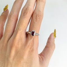Load image into Gallery viewer, 4 x 6 mm. Cushion Cut Purple African Rhodolite Garnet with Cz Halo Ring