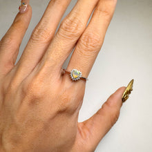 Load image into Gallery viewer, 5 mm. Heart Cut Multi-coloured Ethiopian Opal with Cz Accents Ring