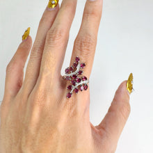 Load image into Gallery viewer, 3 x 4 mm. Oval Cut Purple African Rhodolite Garnet Cluster Ring