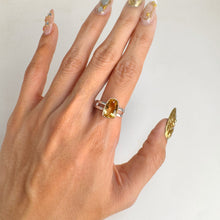 Load image into Gallery viewer, 8 x 12 mm. Fancy Cut Yellow Brazilian Cluster Ring