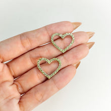 Load image into Gallery viewer, 2 mm. Round Cut Green Pakistani Peridot Heart Earrings