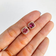 Load image into Gallery viewer, 6 mm. Round Cut Pink Brazilian Mystic Topaz with Cz Accents Earrings