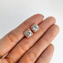 Load image into Gallery viewer, 6 mm. Round Cut White Cambodian Zircon with Cz Accents Earrings
