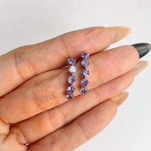 Load image into Gallery viewer, 3.5 mm. Round Cut Blue Violet Tanzanite Cluster Earrings