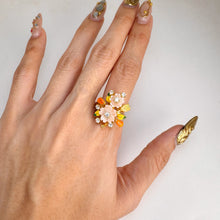 Load image into Gallery viewer, 10 mm. Carved Flower Pink Mother of Pearl and Opal with Cz Accents Ring