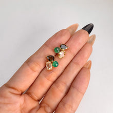 Load image into Gallery viewer, 5 x 7 mm. Oval Cut Yellow Brazilian Beryl, Tourmaline and Agate Cluster Earrings
