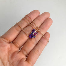 Load image into Gallery viewer, 7 mm. Round Cut Purple Brazilian Amethyst, Sapphire and Rhodolite Garnet Cluster Necklace