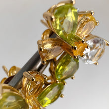 Load image into Gallery viewer, 6 x 8 mm. Pear Cut White Brazilian Topaz, Peridot, Citrine Cluster Earrings (Blemished)