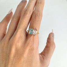 Load image into Gallery viewer, Handmade 6 x 12 mm. Marquise Cut Purple Brazilian Amethyst and Zircon Cluster Ring