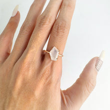Load image into Gallery viewer, Handmade 8 x 12 mm. Fancy Cut White Indian Moonstone Ring