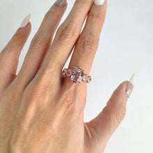 Load image into Gallery viewer, Handmade 8 x 10 mm. Hexagon Cut VVS Pink Afghan Kunzite and Rose Quartz Cluster Ring