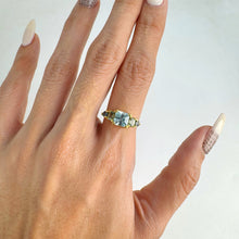 Load image into Gallery viewer, Handmade 6 mm. Asscher Cut Blue Cambodian Zircon and Sapphire Cluster Ring