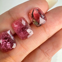 Load image into Gallery viewer, Lot of 3 8 x 10 mm. Freeform Rose-cut Pink Brazilian Tourmaline (Blemished)