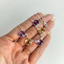 Load image into Gallery viewer, 10 mm. Round with Checkerboard Cut Purple Brazilian Amethyst and Citrine Necklace