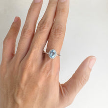 Load image into Gallery viewer, 6 x 8 mm. Oval Cut Sky Blue Brazilian Topaz with Cz Accents Ring