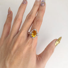 Load image into Gallery viewer, 8 x 12 mm. Pear Cut Yellow Brazilian Citrine with Cz Accents Ring