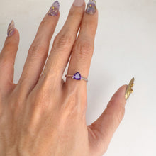Load image into Gallery viewer, 6 mm. Trillion Cut Purple Brazilian Amethyst Ring