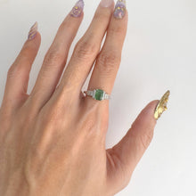 Load image into Gallery viewer, 5 x 7 mm. Octagon Cut Green Zambian Emerald with Cz Accents Ring