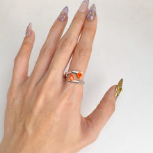 Load image into Gallery viewer, 4 x 6 mm. Pear Cut Orange Ethiopian Opal Open Ring