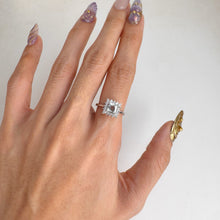 Load image into Gallery viewer, 5 mm. Square Cut Light Blue Brazilian Aquamarine with Cz Accents Ring